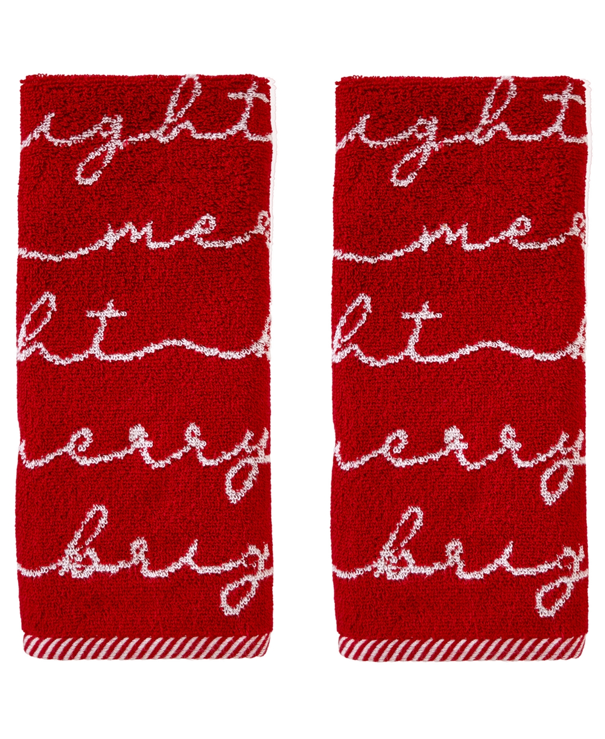 Skl Home Merry And Bright Jacquard Cotton 2-pc Hand Towel Set, 16" X 25" In Red