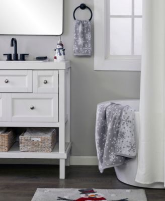 Scattered Snowflakes Jacquard Cotton 2 Piece Hand Towel, 16" x 25"