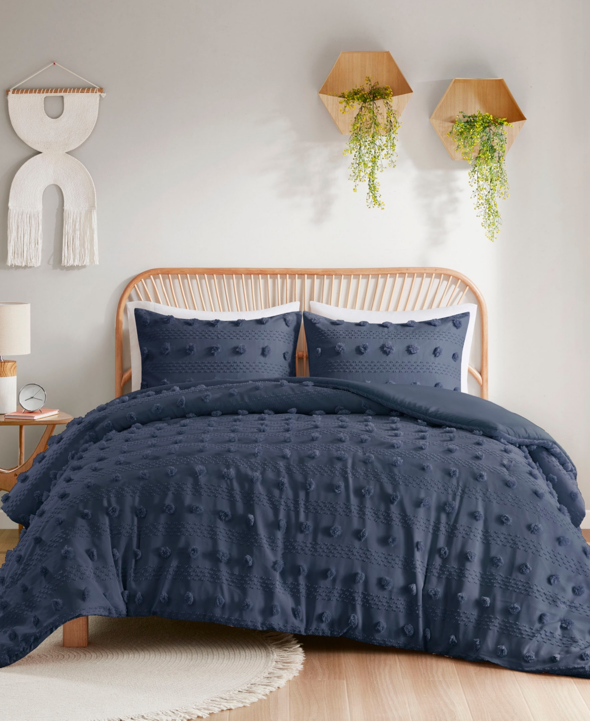 Intelligent Design Lucy Clip Jacquard 3-piece Duvet Cover Set, Full/queen In Navy