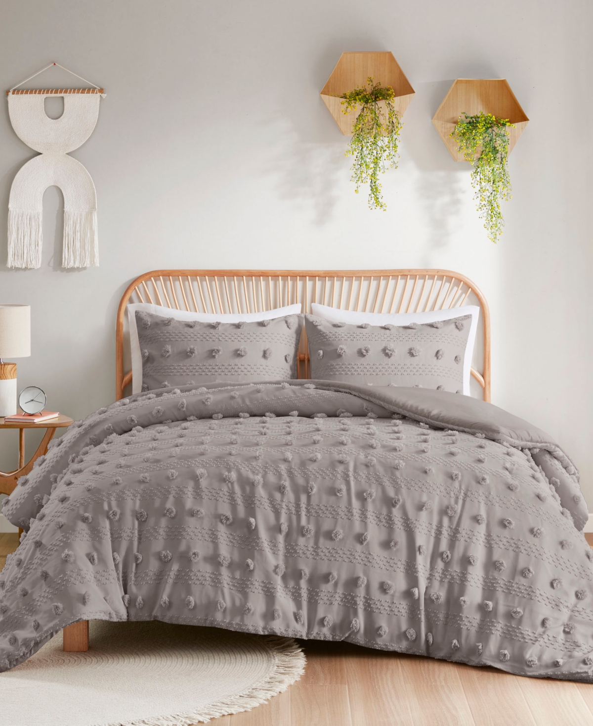 INTELLIGENT DESIGN LUCY CLIP JACQUARD 3-PIECE DUVET COVER SET, FULL/QUEEN 