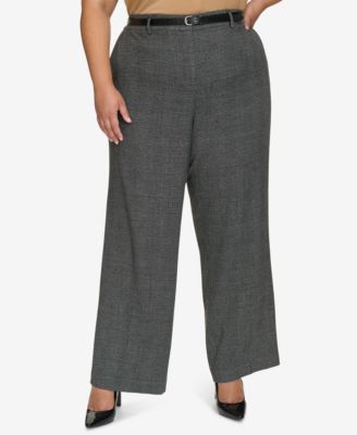 Calvin Klein - Plus Size High-Rise Belted Wide-Leg Pants
