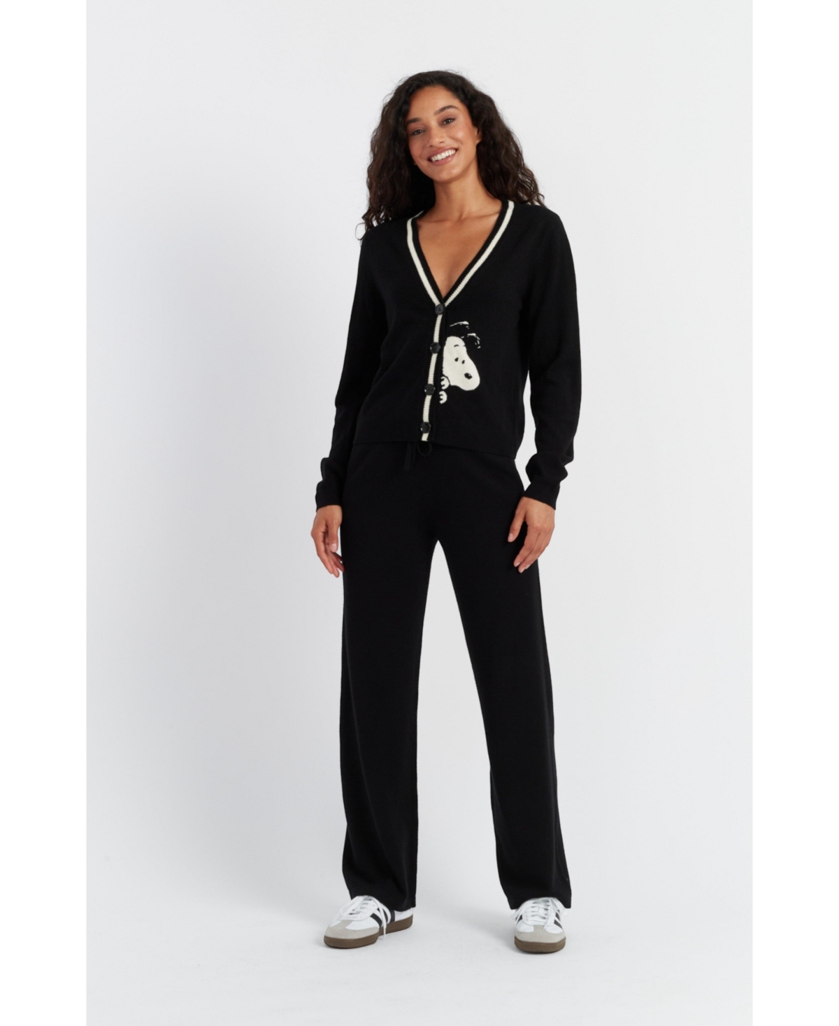 Chinti and Parker Women's Chinti & Parker Snoopy Peek Wool Cashmere Contrast Detail Cardigan