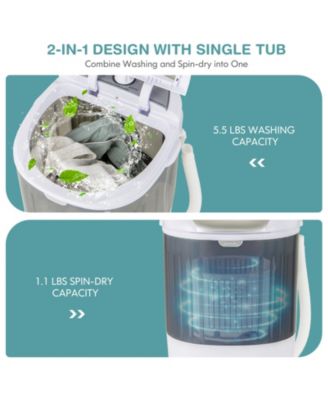 Portable Mini Washing Machine Semi-Automatic Washer and Spinner Combo with Single Tub-Gray