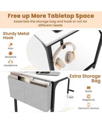 32" Computer Desk Small with Charging Station Storage Bag & Headphone Hook