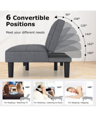 Convertible Folding Futon Sofa Bed with 6-Position Adjustable Backrest