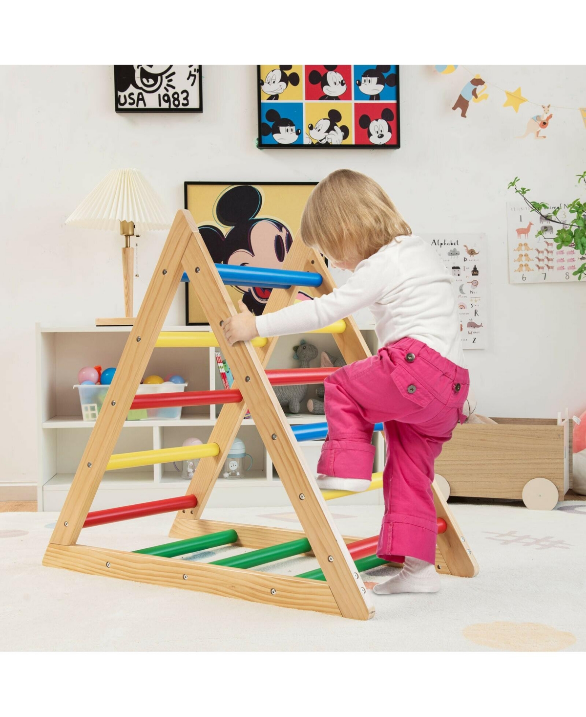 Vebreda Climbing Triangle Ladder with 3 Levels for Kids-Multicolor