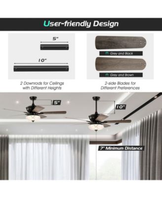 52 Inch 3 Wind Speeds and 5 Reversible Blades Ceiling Fan