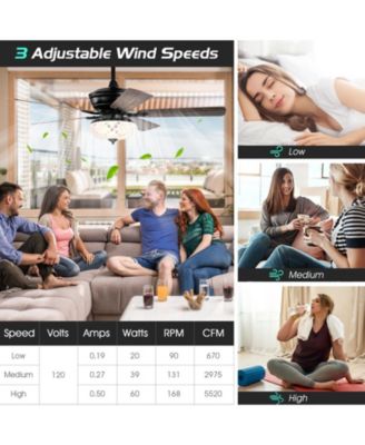 52 Inch 3 Wind Speeds and 5 Reversible Blades Ceiling Fan