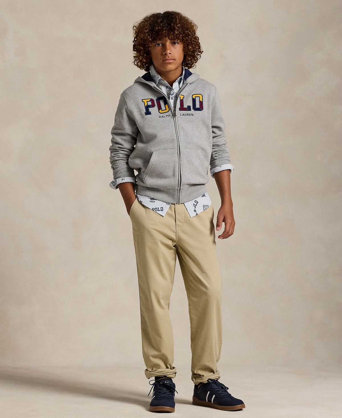 Polo Ralph Lauren Big Boys Corduroy-Logo Fleece Full-Zip Hoodie