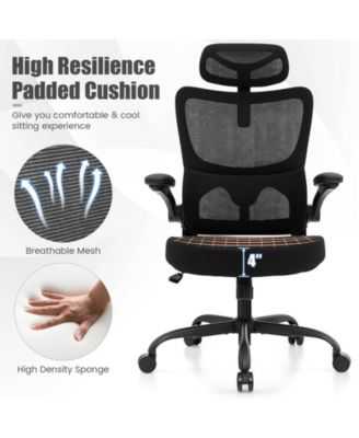 Mesh Office Chair with Adaptive Lumbar Support  Flip-up Armrests  Reclining Backrest-Black