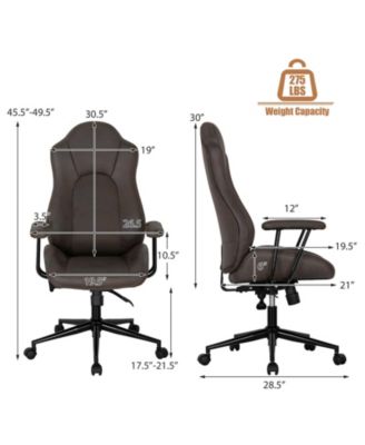 High Adjustable Back Executive Office Chair with Armrest-Brown