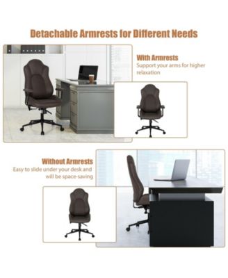 High Adjustable Back Executive Office Chair with Armrest-Brown