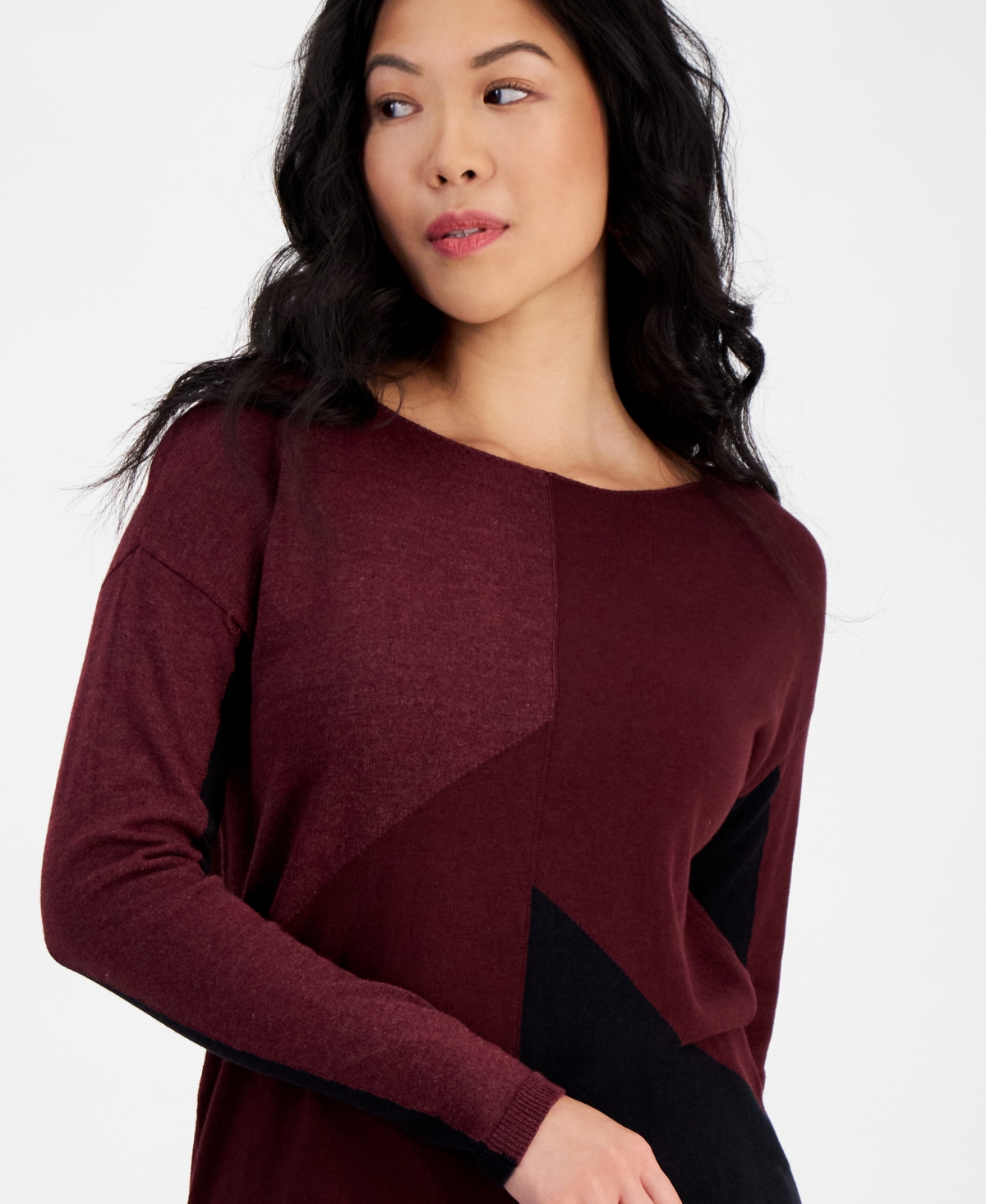 INC INTERNATIONAL CONCEPTS PETITE COLORBLOCKED SWEATER, CREATED FOR MACY'S 