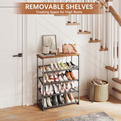 5-Tier Shoe Rack Free Standing Shoe Rack Organizer with Metal Mesh Shelves