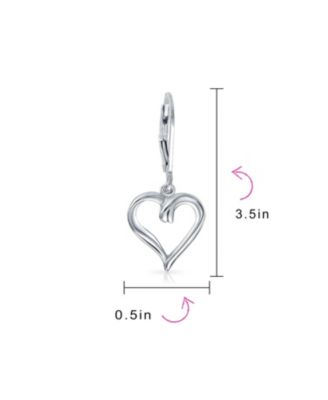 Delicate Open Heart Shaped Dangle Earrings Rose Gold Plated Sterling Silver