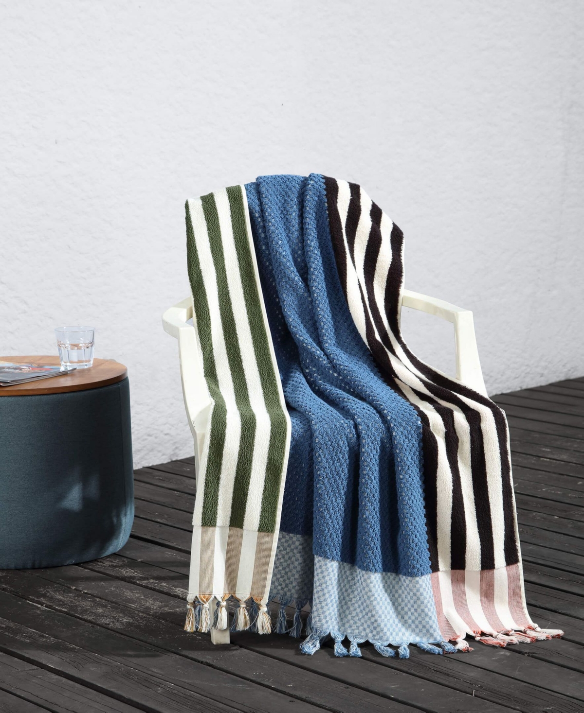 Sunday Citizen Striped Turkish Cotton Beach Towel, 39" X 70" In Blue