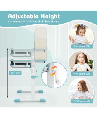 Kids Study Desk with 7-Level Tiltable Desktop Adjustable Height Pull Out Drawer