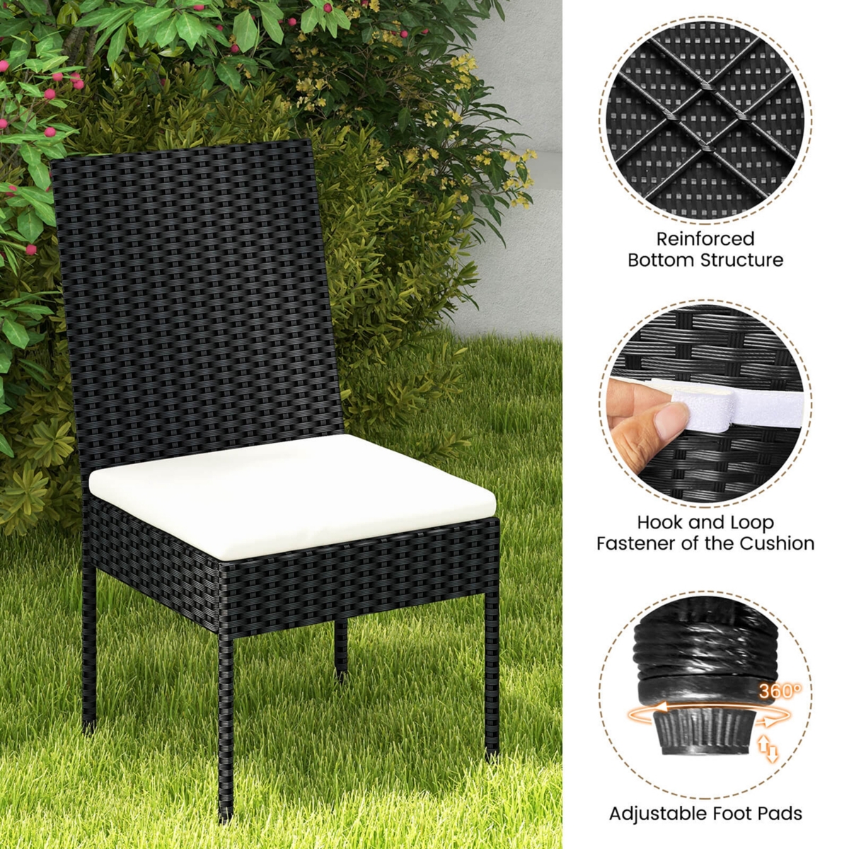 Costway Pe Wicker Patio Chairs Outdoor Dining