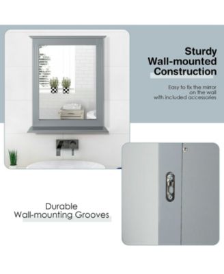 Wall-Mounted Multipurpose Vanity Mirror with Shelf-Gray