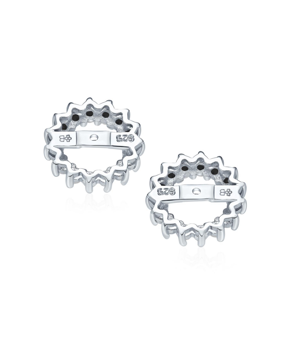 Bling JewelryCubic Zirconia Cz Round Pave Halo Earrings Jackets For Studs Jacket Only For Women Sterling Silver - Black