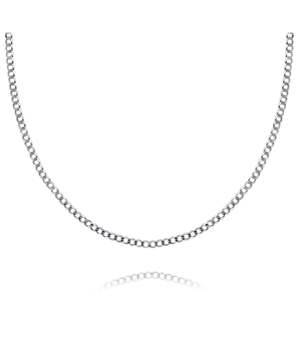 Bling Jewelry Solid 3MM Sterling Silver Miami Cuban Curb Chain Necklace Women Inch - Silver curb 3mm