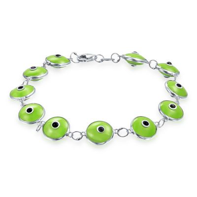 Multicolor Evil Eye Strand Bracelet in Sterling Silver