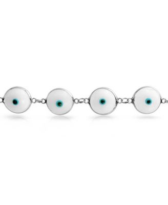 Multicolor Evil Eye Strand Bracelet in Sterling Silver