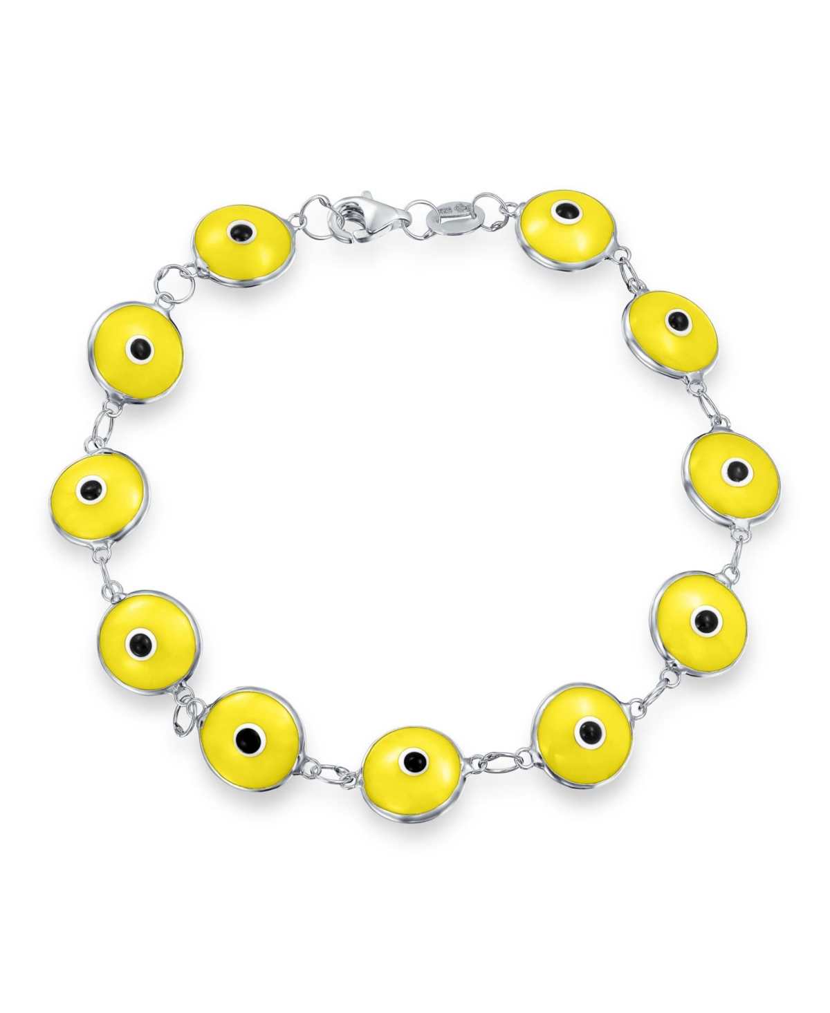 Protection Good Luck Amulet Strand Bracelet Multicolor Evil Eye Beads 7-7.5 Inch - Orange