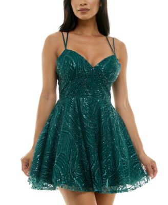 B Darlin - Juniors' Lace Sweetheart Double-Strap Dress