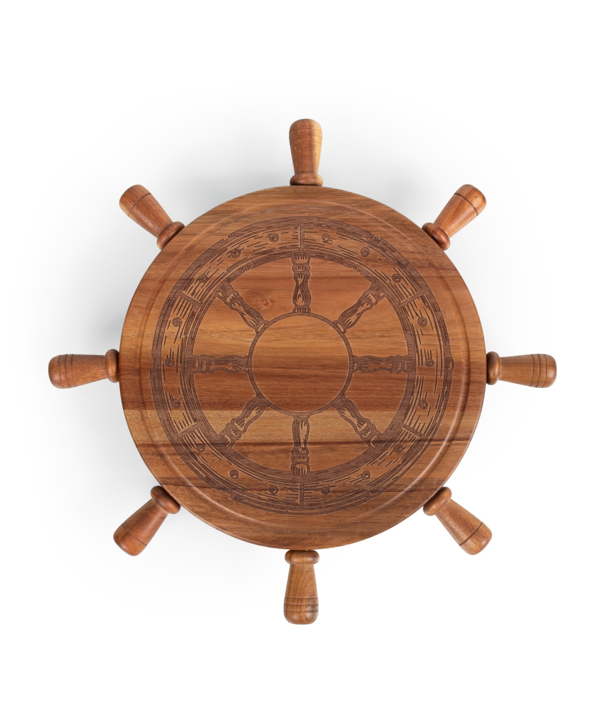 Toscana Helmsman Acacia Lazy Susan Cheese Board In Acacia Wood And Gold