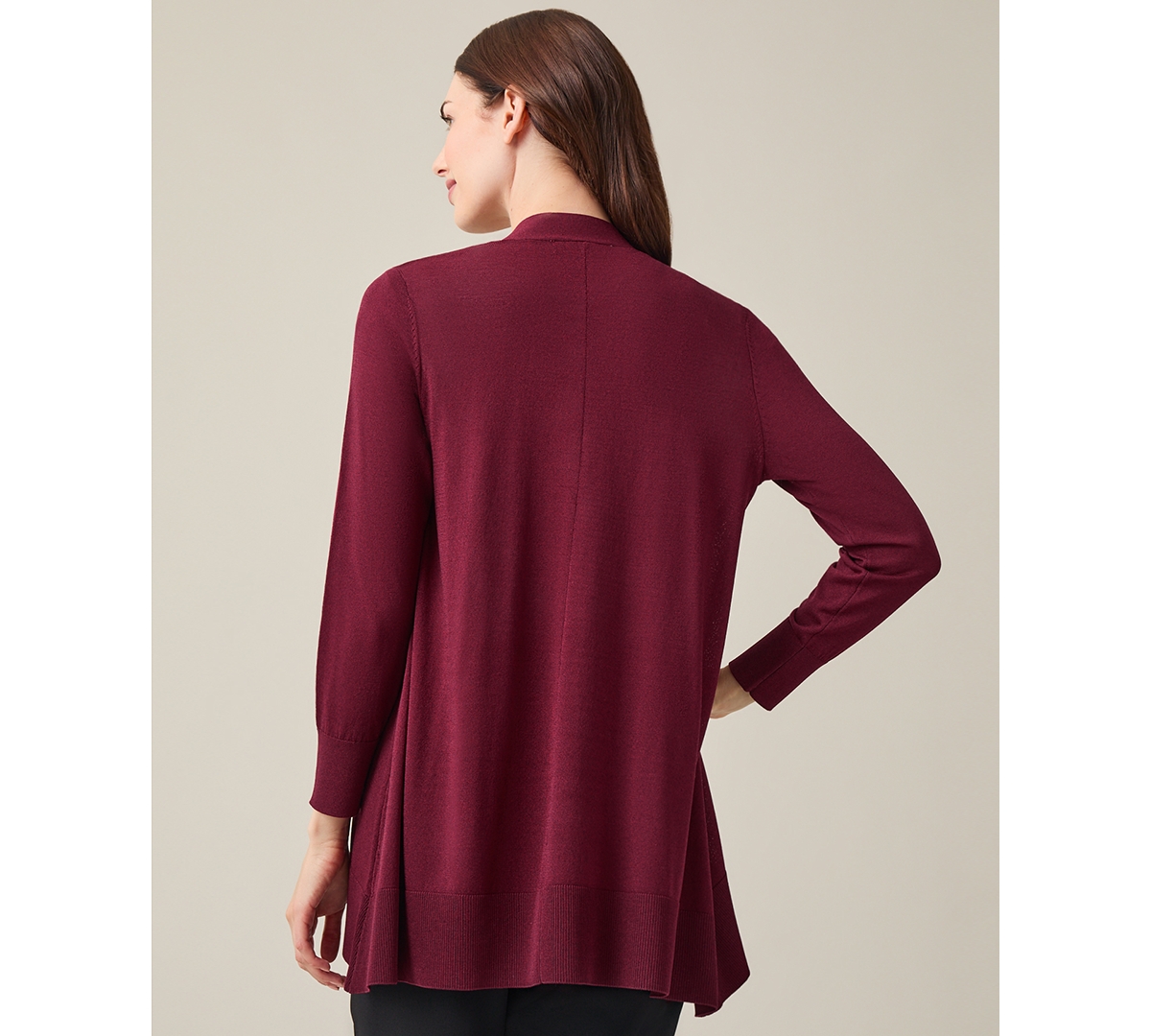Kasper Petite Open-Front Long Sleeve Cardigan