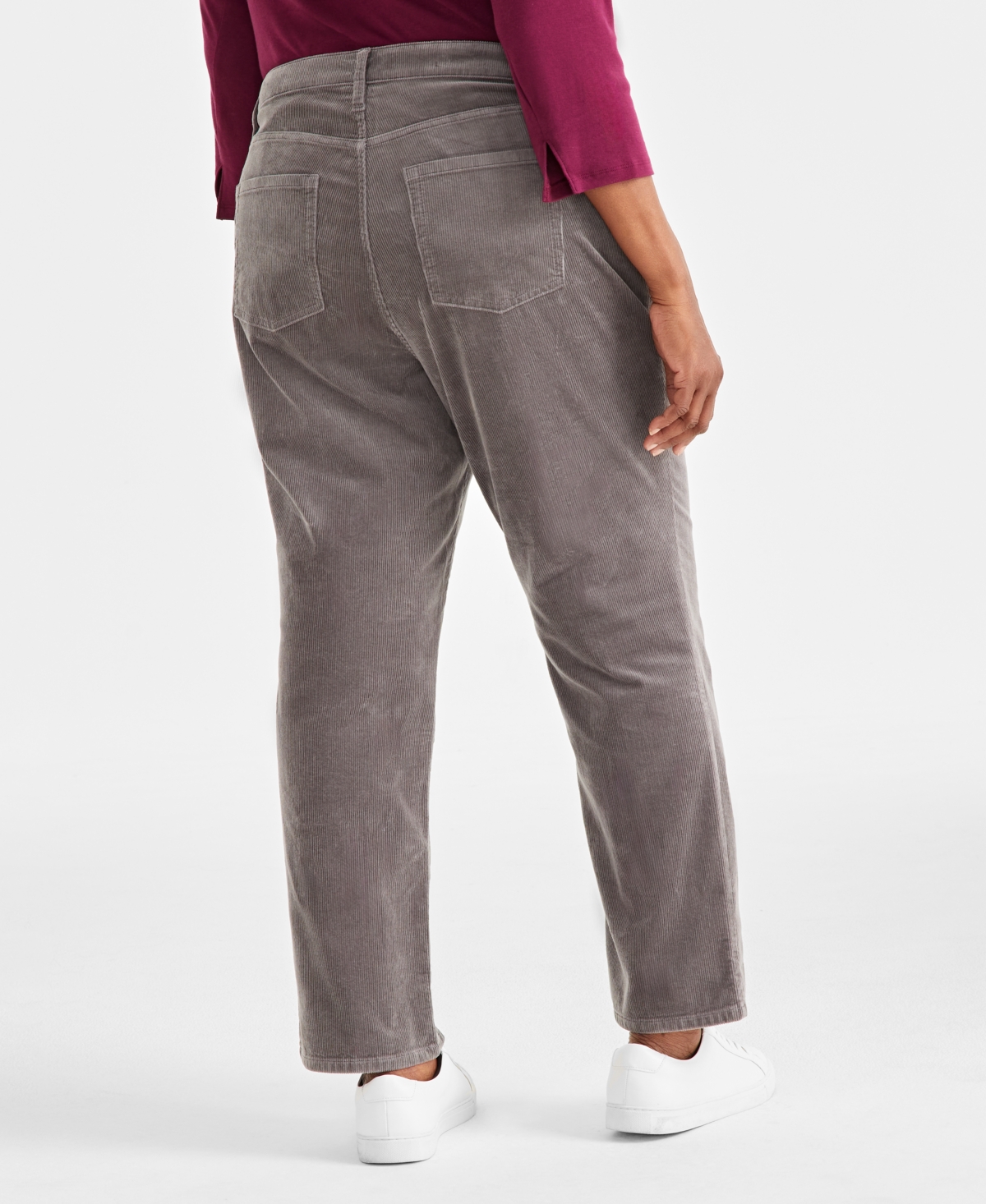 STYLE & CO PLUS SIZE HIGH-RISE STRAIGHT-LEG CORDUROY PANTS, CREATED FOR MACY'S 