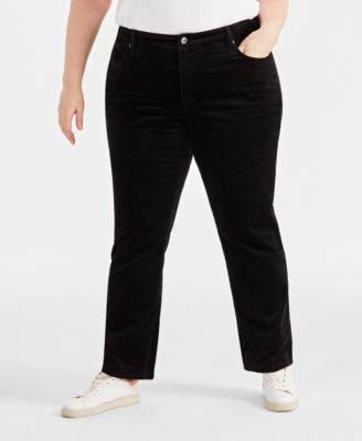 Plus Size High-Rise Straight-Leg Corduroy Pants, Macy's Exclusive