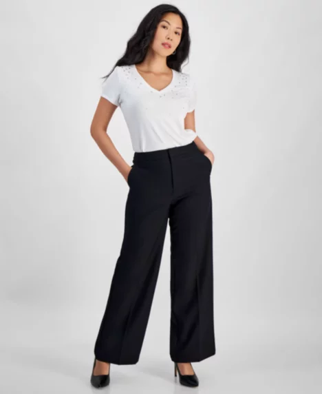 Petite Wide-Leg Pants - Deep Black