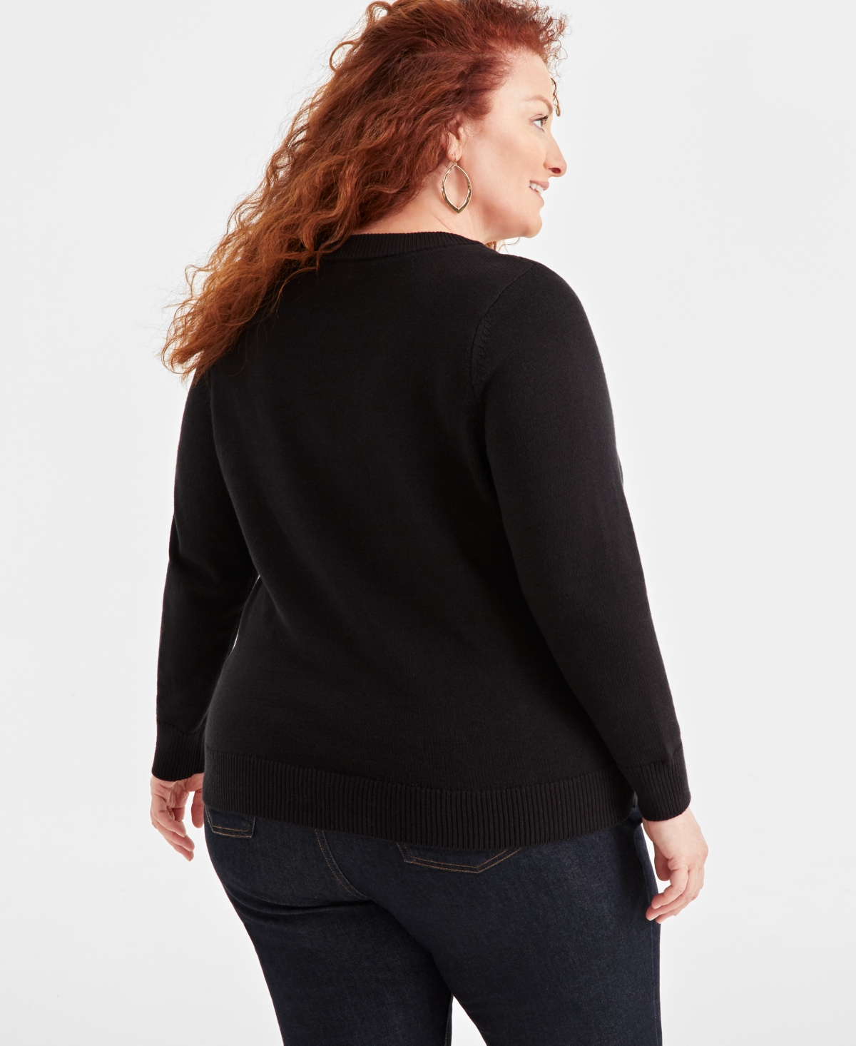 Style & Co Plus Size Whimsy Graphic Crewneck Sweater, Created for Macy's