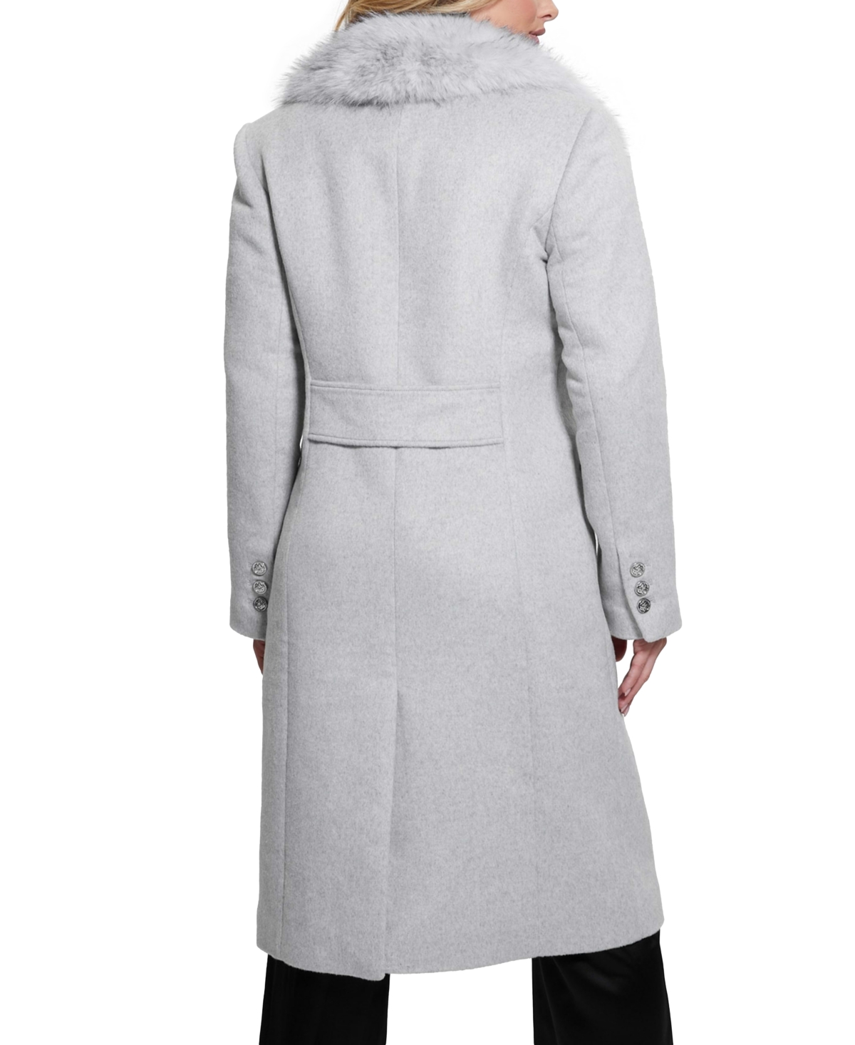 GUESS WOMEN'S NANCY FAUX-FUR-COLLAR LONG COAT 