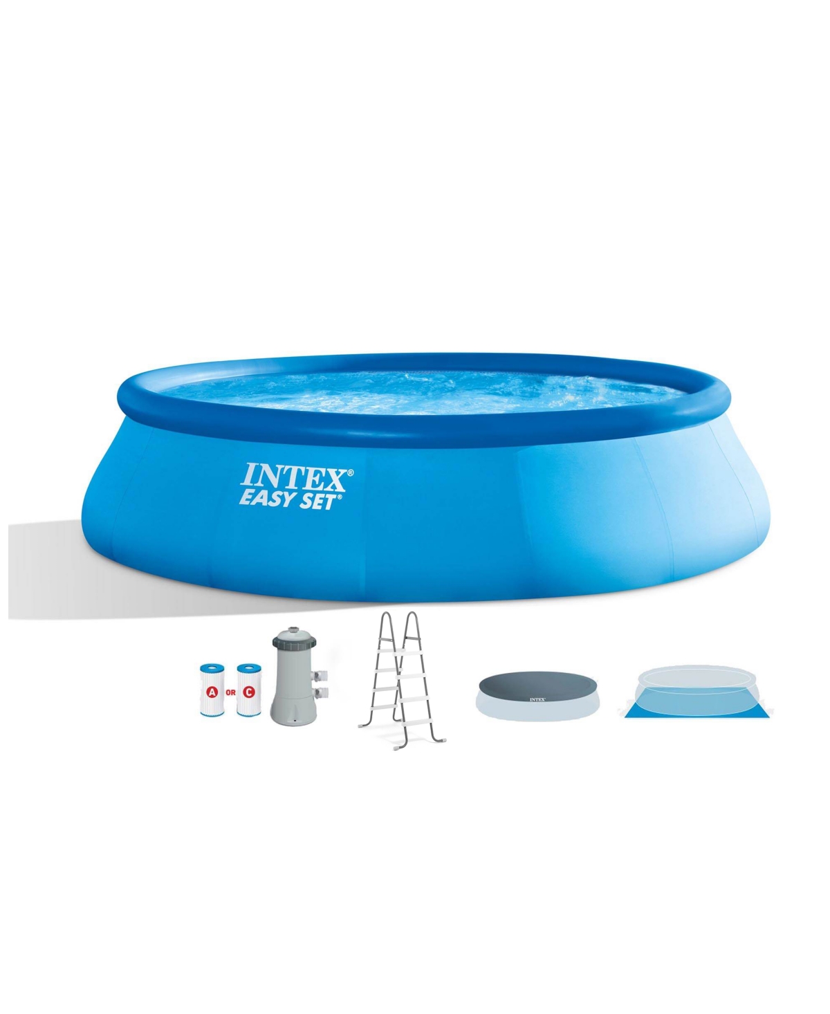 26165EH 15ft x 42in Easy Set Inflatable Above Ground Swimming Pool w/ Pump - Blue