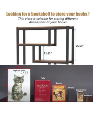 6-Shelf Industrial 69-Inch Tall Bookshelf with Staggered Display Shelves and Metal Frame Etagere Bookcase for Home Office