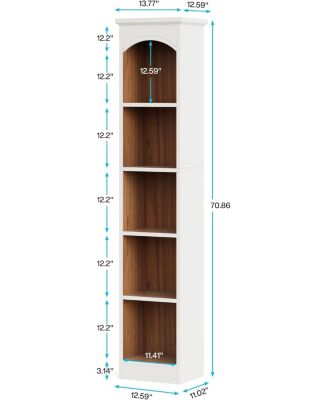 70.9" Tall Narrow Bookcase Set of 2, 5-Tier Cube Bookshelf with Storage, Modern Slim Corner Display Shelves for Home Office & Living Room