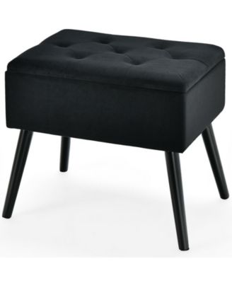 Velvet Storage Ottoman with Solid Wood Legs for Living Room Bedroom