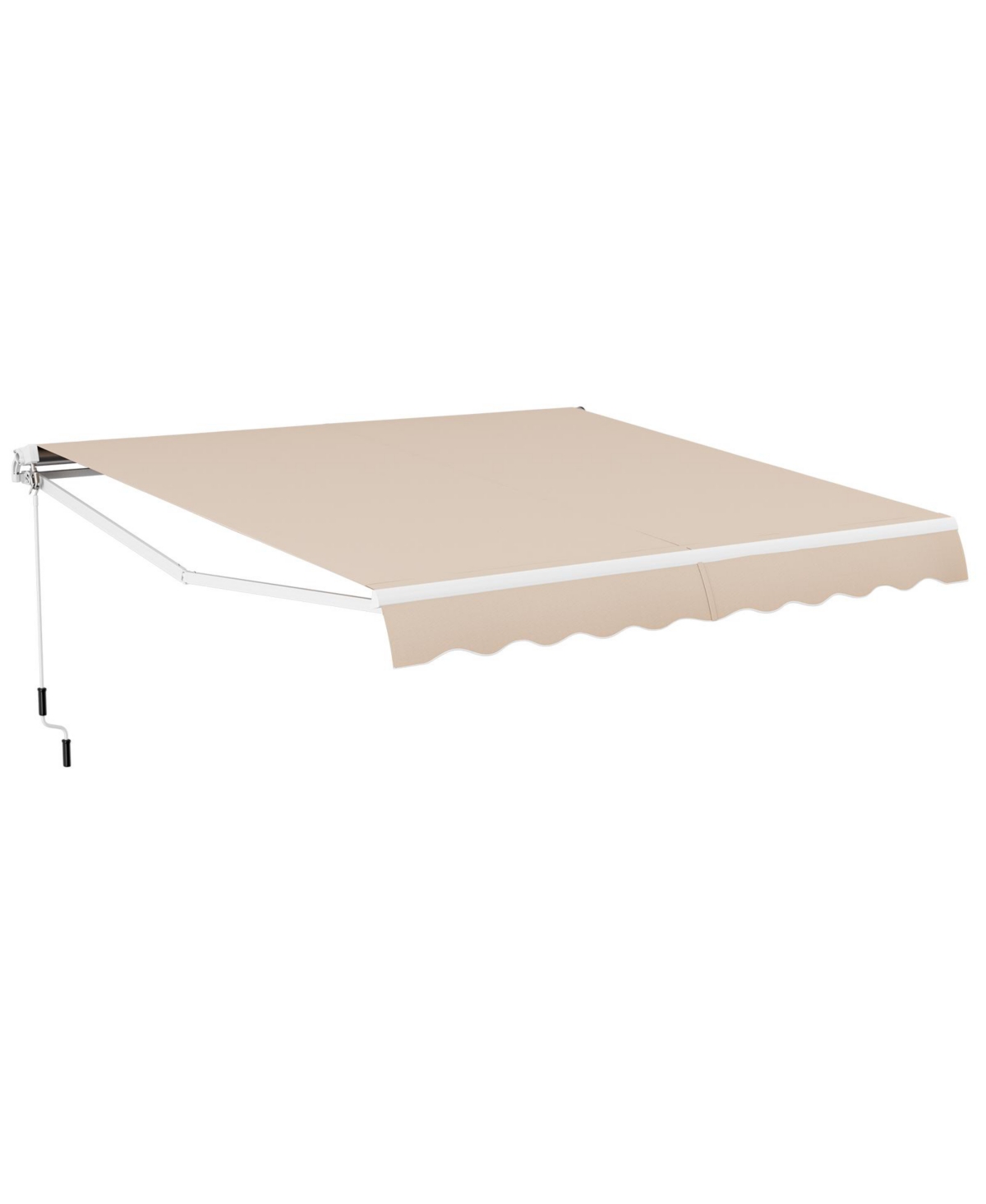 12 x 10 Feet Patio Retractable Awning Aluminum Sunshade Shelter-Beige - Beige/khaki