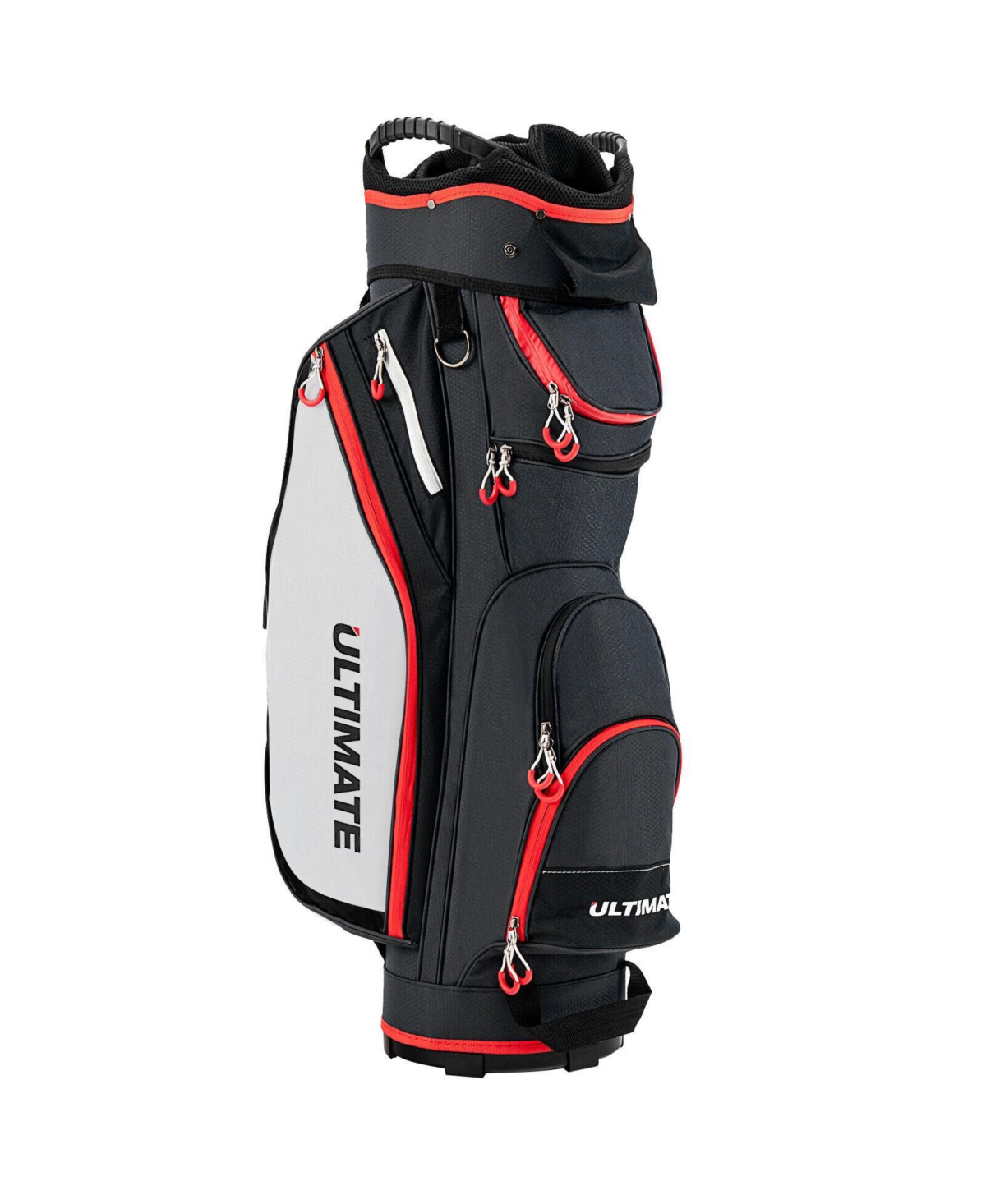9.5 Inch Golf Cart Bag with 14 Way Dividers Top Organizer-Black - Black