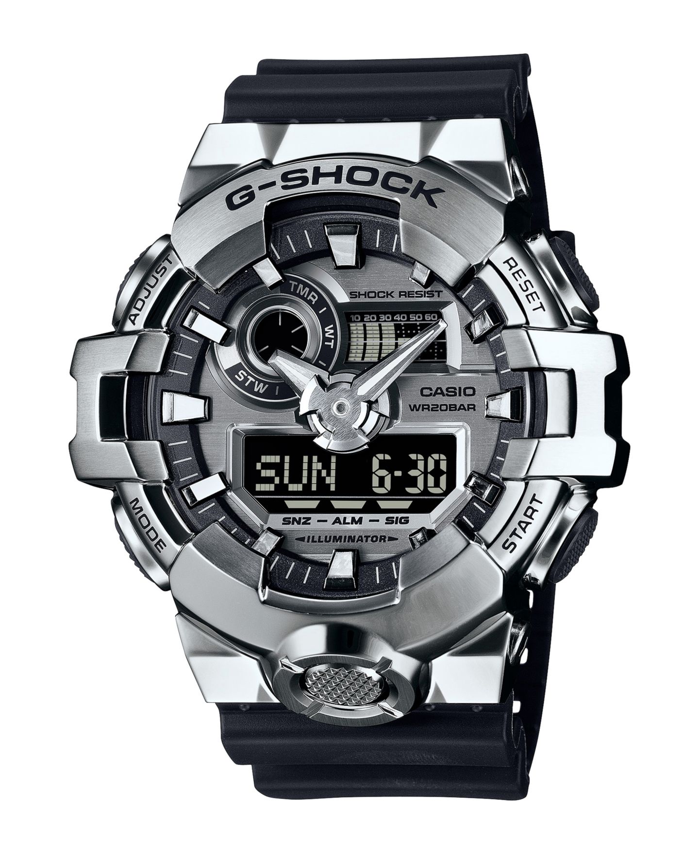 Мужские часы G-Shock Japanese Quartz Black Resin Watch, 53.4mm, GM700-1A — фото 1