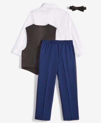 Toddler and Little Boys Tuxedo Vest 4-Piece Set