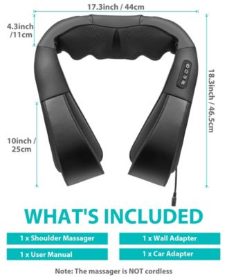 Shiatsu Neck and Shoulder Massager with Heat, 8 Deep-Kneading Nodes