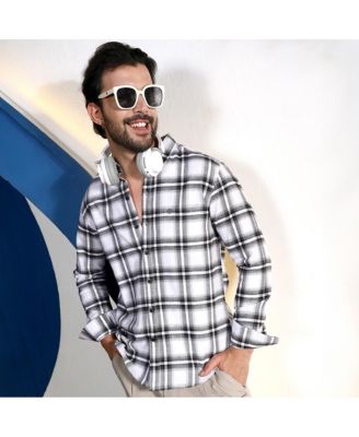 Men's Chalk White & Midnight Black Brushed Buffalo Check Shirt