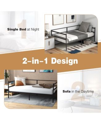 Twin Metal Daybed Frame Dual-use Platform Sofa Bed for Living Room Bedroom