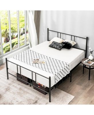 Full Size Steel Platform Bed Frame Headboard Heavy-Duty Mattress Foundation