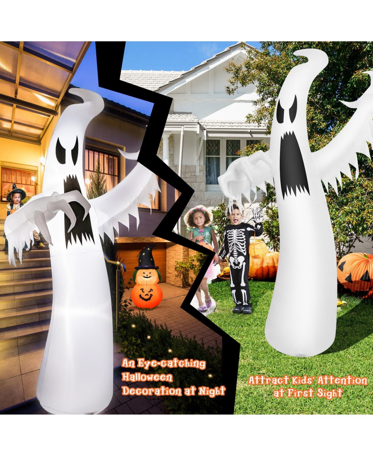 Skonyon 12 Feet Halloween Inflatable Ghost with Led Lights