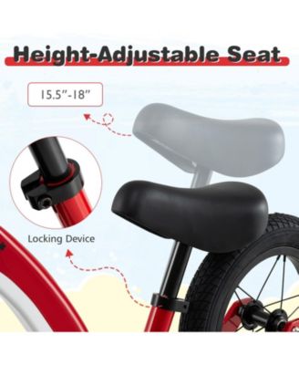 12-Inch Balance Bike with Adjustable Seat and Rotatable Handlebar for Over 36 Months Old-White